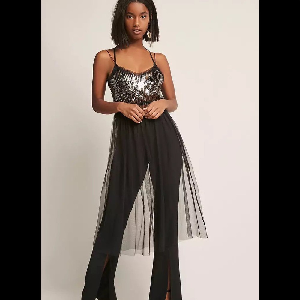 Sequin Tulle Knit Dress / long cami